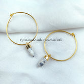 Dendrite Opal Earring, Gemstone Earring, Pencil Earring, Brass Earring, Gold Electroplated Earring